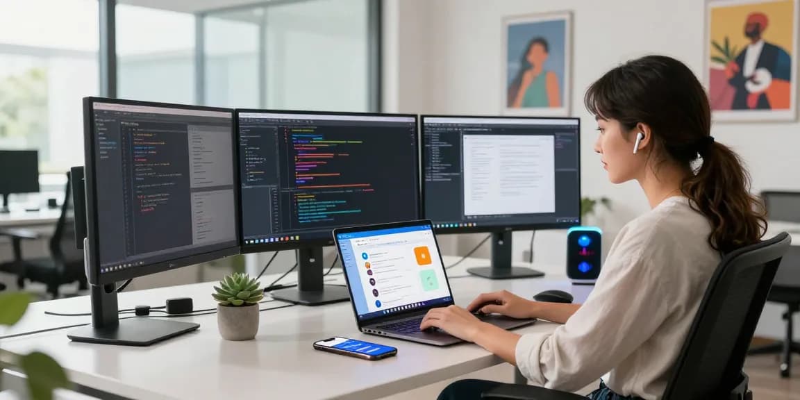 Experience Telegram网页版 in a vibrant tech workspace with chat and collaboration features, showcasing productivity and connectivity.
