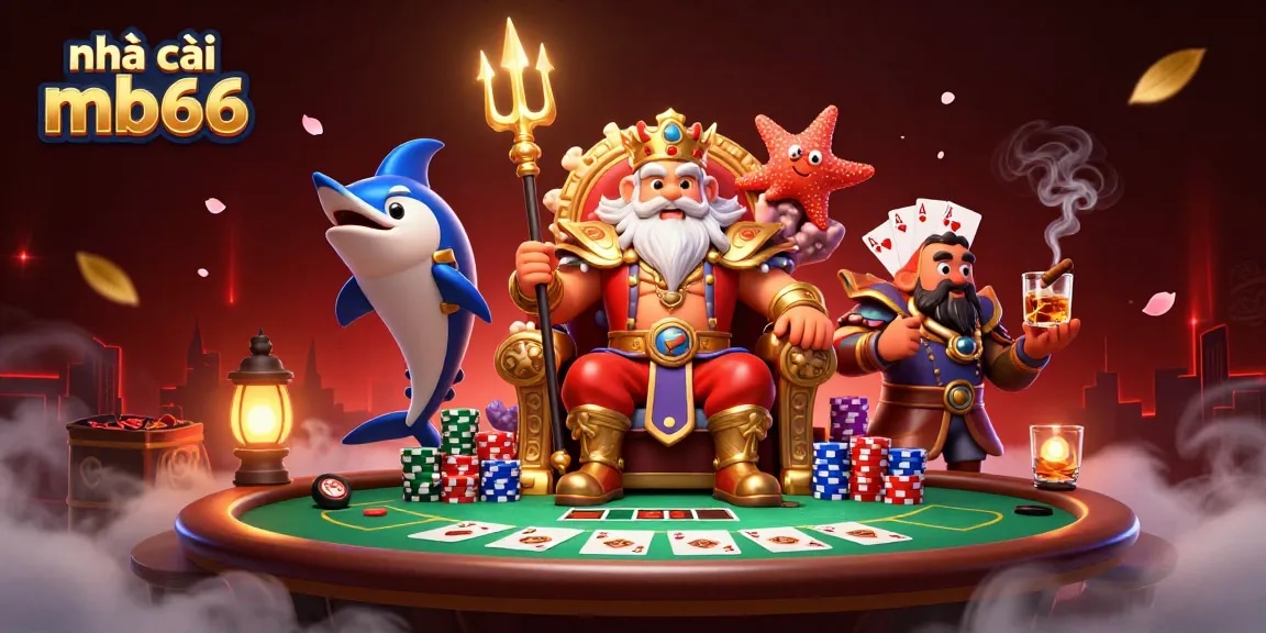 Engage with nhà cái mb66 for a thrilling poker experience surrounded by vibrant casino elements.