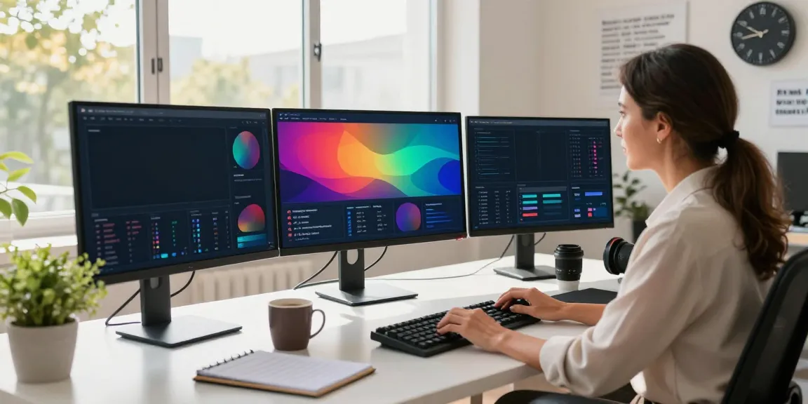 Instant indexing workspace with SEO specialist analyzing data on screens and discussing strategies.