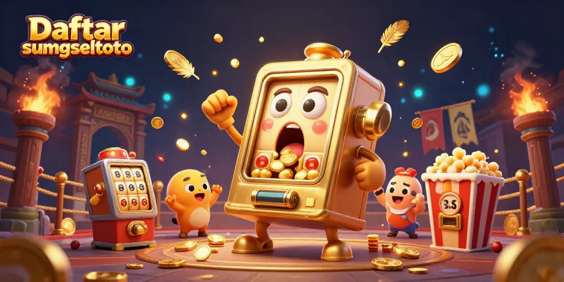 Experience the thrill of Daftar sumseltoto with joyous slot machines celebrating a big jackpot.