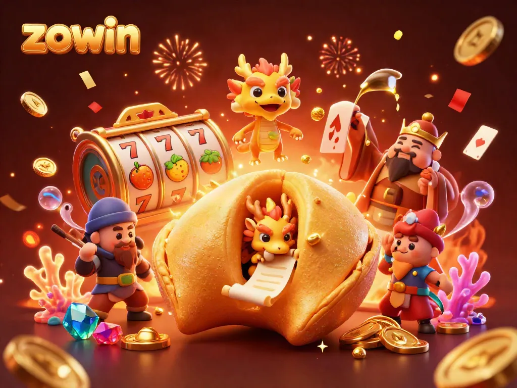 Engage in exciting gaming with zowin, featuring a dynamic casino scene with colorful slot elements.
