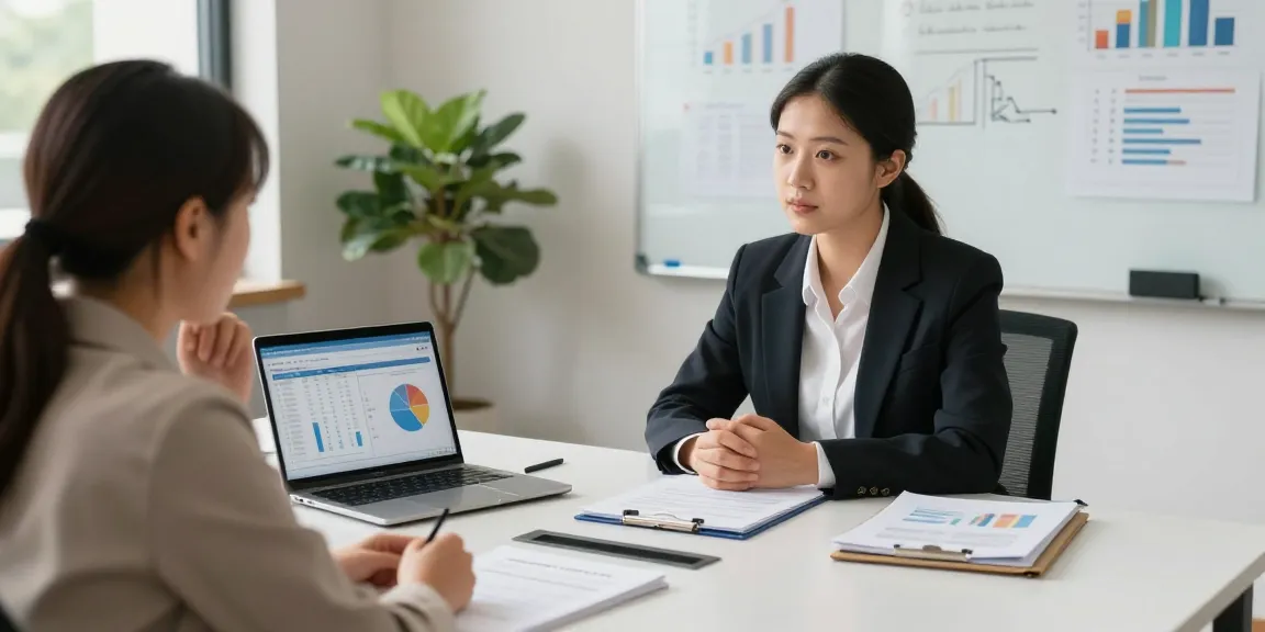 Debt consolidation consultation scene with advisor and client discussing financial strategies in a modern office.