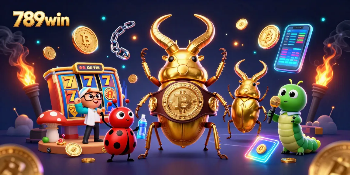 Engage with 789win's vibrant slot adventure featuring a golden stag beetle champion.
