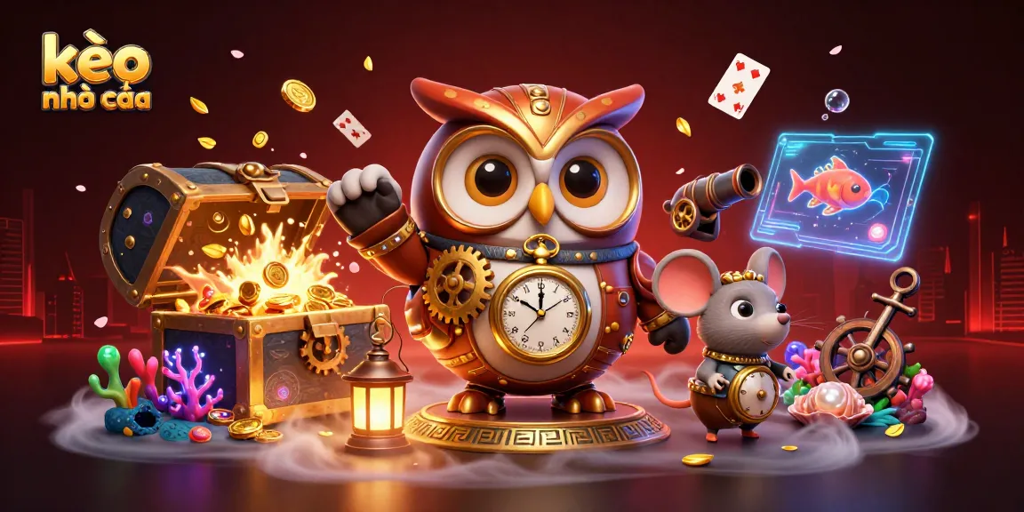 Experience kèo nhà cái with an immersive gaming scene featuring a whimsical owl and vibrant casino elements.