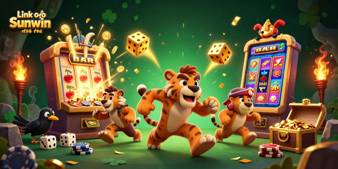 Experience the thrill of gaming with Link vào Sunwin chính thức in this vibrant 3D casino scene.